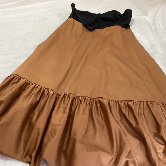 Anthropologie Hutch 18W RUNS SMALL Bow-Tie Tiered Ruffle Maxi Dress Black Brown - Picture 4 of 12